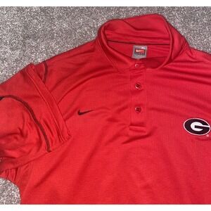 VTG Nike Team Tag Georgia Bulldogs UGA Polo Shirt XL‎ Short Sleeve Performance